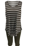 Mélange de marrons Casual Slip Striped Print Two Piece Suits Stripe Plus Size