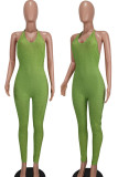 Green Sexy Solid Patchwork Spaghetti Strap Skinny Jumpsuits