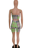 Lake Blue Fashion Casual adulte Ma'am Plaid Patchwork Two Piece Suits Straight Sleeveless Two Pieces