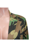 Camouflage Colletto rovesciato Stampa lettera Camouflage Patchwork Stampa Cappotti e cardigan a maniche lunghe