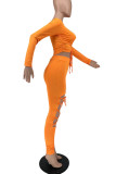 Tangerine Сексуальная однотонная повязка, выдолбленная, лоскутная, с открытыми плечами, с длинным рукавом, из двух частей