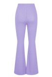 Pantaloni tinta unita convenzionali a vita alta skinny casual di base rosa viola