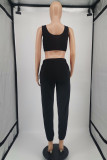 Red Casual Solid Vests Pants O Neck Sleeveless Two Pieces