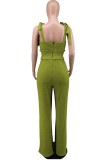 Groene Sexy Casual Solid Bandage Uitgeholde Backless Spaghetti Band Regular Jumpsuits