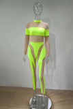 Светло-зеленые модные сексуальные лоскутные прозрачные узкие комбинезоны до половины водолазки