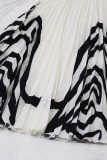 Negro casual elegante estampado patchwork hebilla doblar cuello vuelto manga larga dos piezas