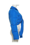 Prendas de abrigo de cuello vuelto de retazos de vendaje sólido de calle informal azul