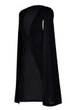 Black Fashion Casual Solid Cardigan Turn-back Collar Outerwear