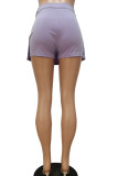 Purple Casual Elegant Solid Patchwork Fold High Waist Type A Solid Color Bottoms