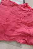 Due pezzi senza maniche con cinturino per spaghetti patchwork con fasciatura solida rossa rosa