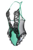 Зеленое модное сексуальное однотонное прозрачное женское белье в стиле пэчворк с открытой спиной