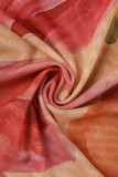 Robes multicolores à manches longues à col rond et à imprimé décontracté