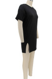 Платье-футболка с круглым вырезом и круглым вырезом цвета хаки, повседневное однотонное платье в стиле пэчворк, платья