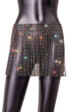 Colour Sexy Solid Patchwork Sequined Hot Drill High Waist Straight Solid Color Bottoms