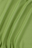 Зеленый сексуальный повседневный однотонный с открытой спиной складной ремешок без рукавов из двух частей