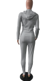 Grey Street Solid Draw String Hooded Collar Long Sleeve Two Pieces
