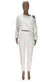 Khaki Fashion Casual Solid Basic Oblique Collar Long Sleeve Three-piece Set