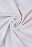 Vestidos de manga comprida com estampa casual branco com patchwork e decote em bico