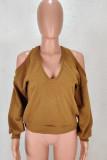 Pink Fashion Casual Solid Hollowed Out Tops