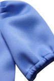 Hellblaue, elegante, solide Patchwork-Abendkleider mit quadratischem Kragen