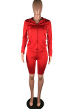 Blue Casual Sportswear Solid Patchwork Zipper Hooded Collar Long Sleeve Two Pieces
