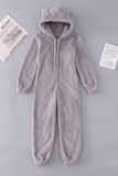Green Casual Living Solid Patchwork Hooded Collar Regular Jumpsuits