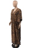Yellow Casual Print Leopard Patchwork Cardigan Outerwear
