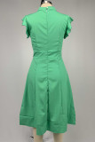 Verde elegante tinta unita patchwork frenulo balza o collo una linea abiti