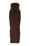 Jupe de couleur unie classique décontractée solide de base maigre taille haute noire