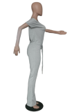 Grönt modetryck Patchwork Jumpsuits med en axel-stövelsnitt