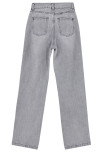 Calça jeans cinza casual cintura alta reta reta rasgada