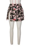 Pink Casual Camouflage Print Patchwork Slit Skinny High Waist Conventional Patchwork Skirt