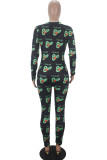 Black Fashion Adult Living Print V Neck Skinny Jumpsuits