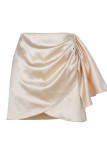 Cream White Sexy Solid Bandage Patchwork Asymmetrical High Waist Solid Color Bottoms