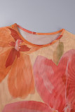 Multicolor Casual Print Basic O-Neck Langarm-Kleider