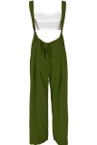 Green Sexy Casual Solid Backless Spaghetti Strap Sleeveless Two Pieces Tube Crop Tops And Wide Leg Overall Sets