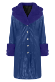 Blue Street Solid Patchwork Turndown Collar Outerwear(Prevail in Kind)