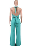 White Sexy Solid Bandage Patchwork Backless Straight Jumpsuits