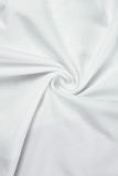 Vestido de tirantes con cuello oblicuo sin espalda transparente con perforación en caliente de patchwork sexy blanco Vestidos
