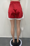 Red Casual Sportswear Solid Patchwork Slit High Waist Straight Solid Color Bottoms