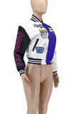 Pink Casual Street Print Patchwork Buckle Outerwear(Subject to Actual Product)