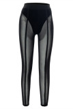 Черные модные сексуальные однотонные прозрачные узкие брюки-карандаш с высокой талией
