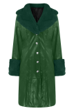 Green Street Solid Patchwork Turndown Collar Outerwear(Prevail in Kind)