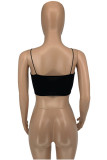 Negro Sexy Street Solid Backless Spaghetti Strap Tops