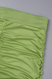 Зеленый сексуальный повседневный однотонный с открытой спиной складной ремешок без рукавов из двух частей