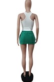 Milky Sexy Casual Solid Basic U Neck Sleeveless Two Pieces