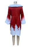 Красные элегантные лоскутные перья с принтом и открытыми плечами Платья с юбкой на один шаг