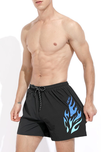 Pantalones cortos casuales con estampado de cordón y patchwork con letras Blaze azul