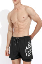 Silver Casual Blaze Letter Patchwork Draw String Printing Board Shorts
