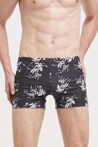 Black Casual Print Patchwork Board Shorts